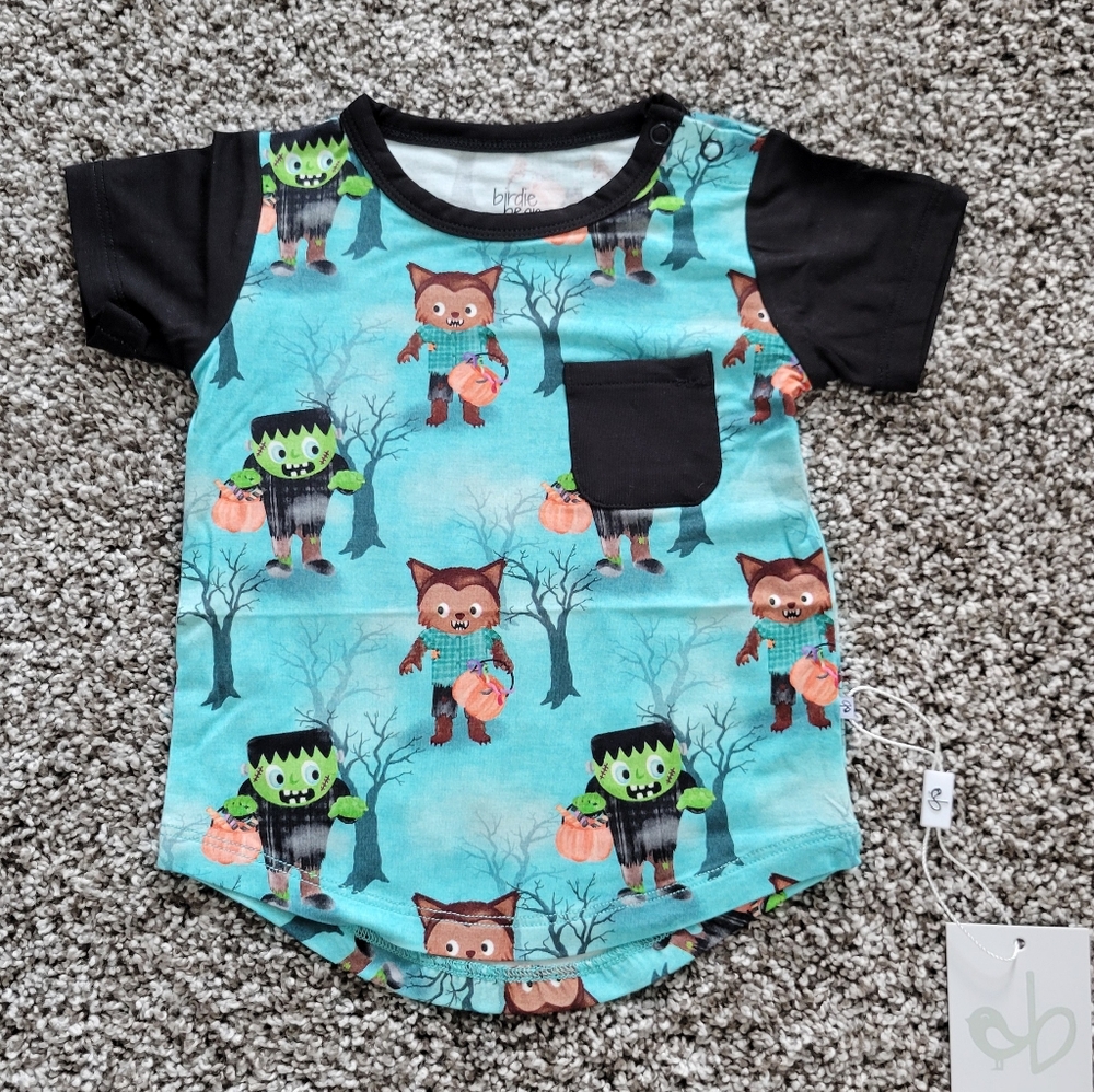 Birdie Bean - Monster, Halloween  T-shirt - 6-12M